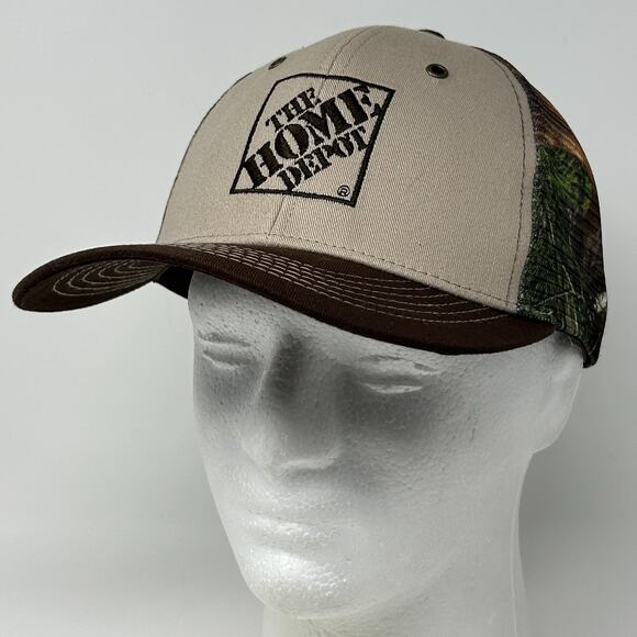 The Home Depot Trucker Hat Baseball Cap Hunting Camouflage Mesh Snapback Brown - Picture 9 of 9